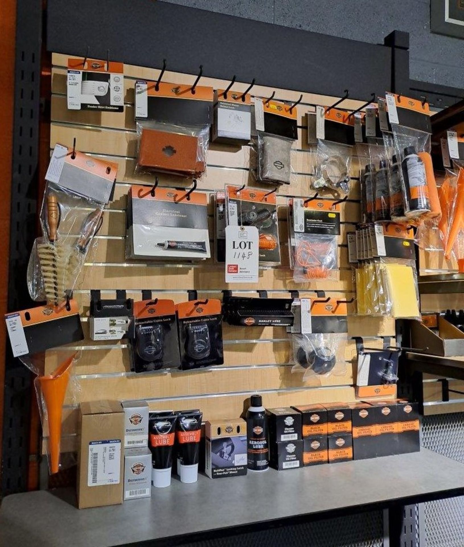 Quantity of Harley Davidson Parts & Accessories, to Retail Display board as Pictured