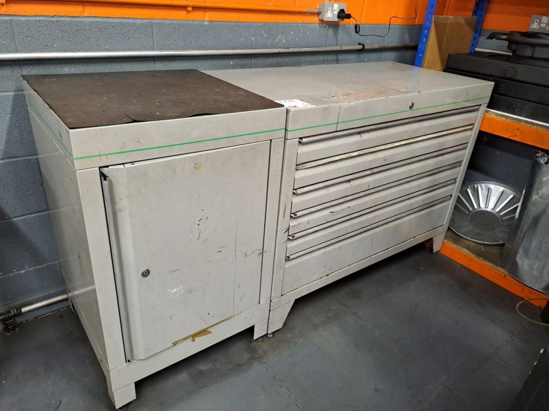 6 Drawer Cantilever Tool Box with Single Matching Steel Side Cupboard - Image 2 of 6