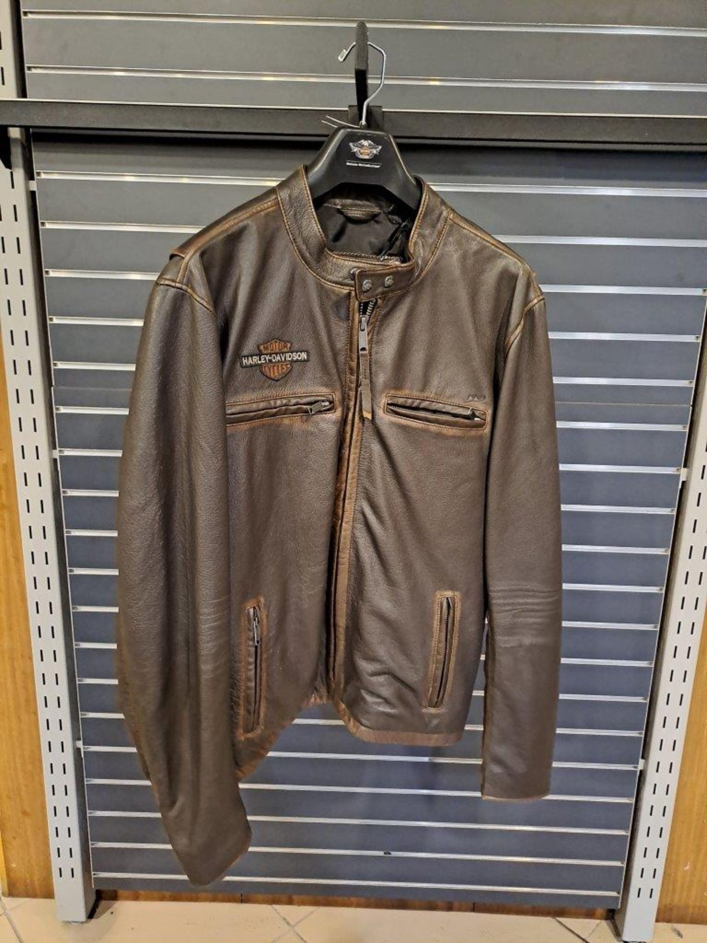 Harley Davidson Brown Leather Large Mens Jacket - Bild 3 aus 8