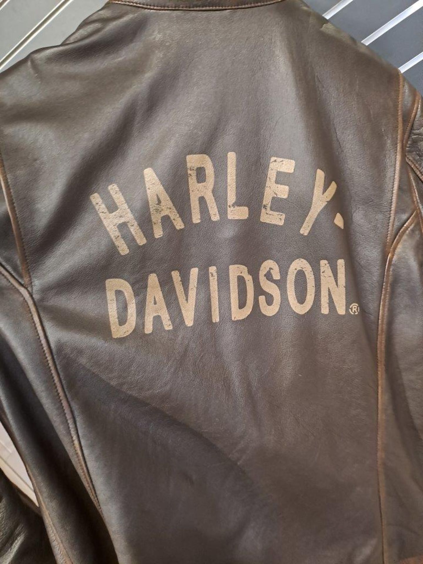 Harley Davidson Brown Leather Large Mens Jacket - Bild 4 aus 8