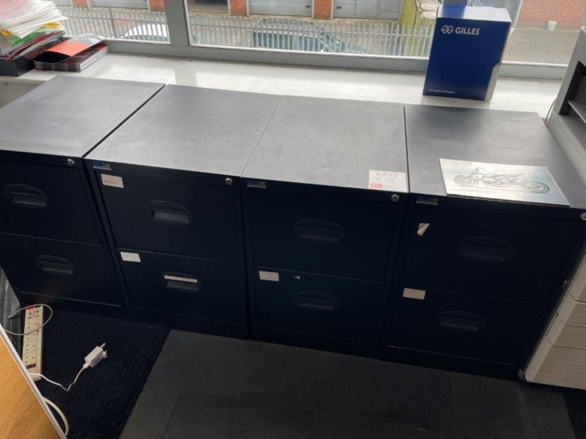 4 x 2 Drawer Black Metal Filing Cabinets