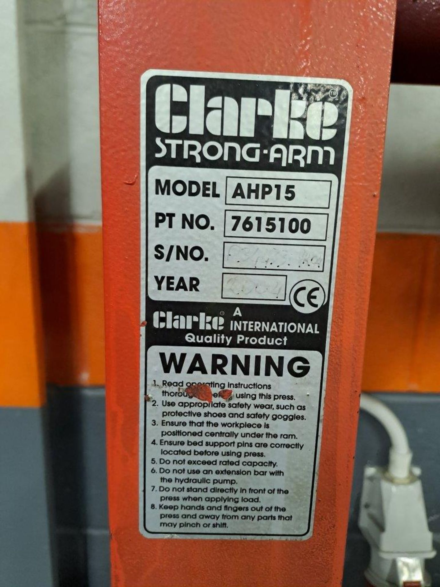 Clarke Strongarm Press AHP15 Hydraulic press (2004) - Bild 2 aus 4