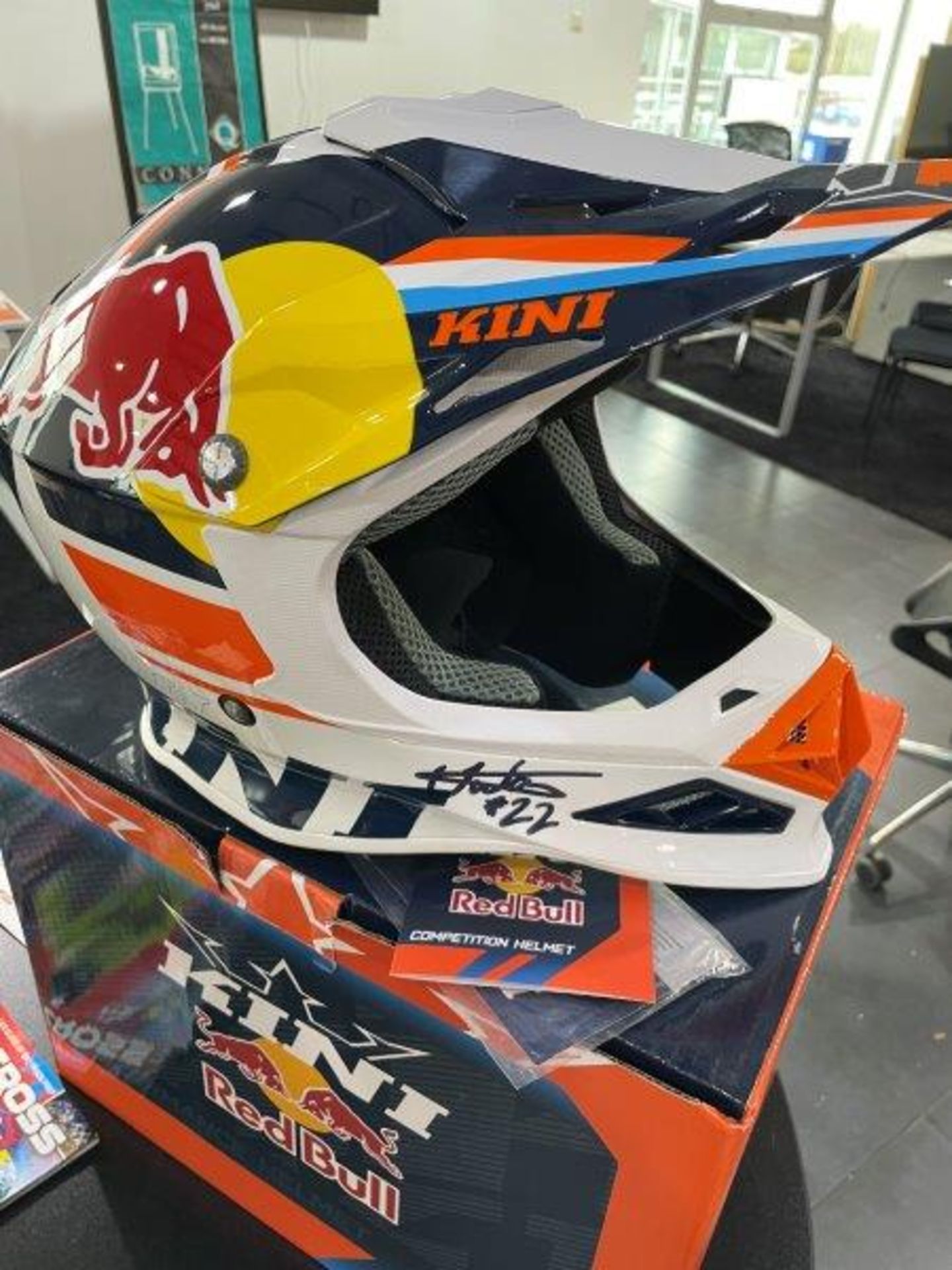 KINI Redbull Autographed Competition Motorbike Helmet - Image 3 of 15