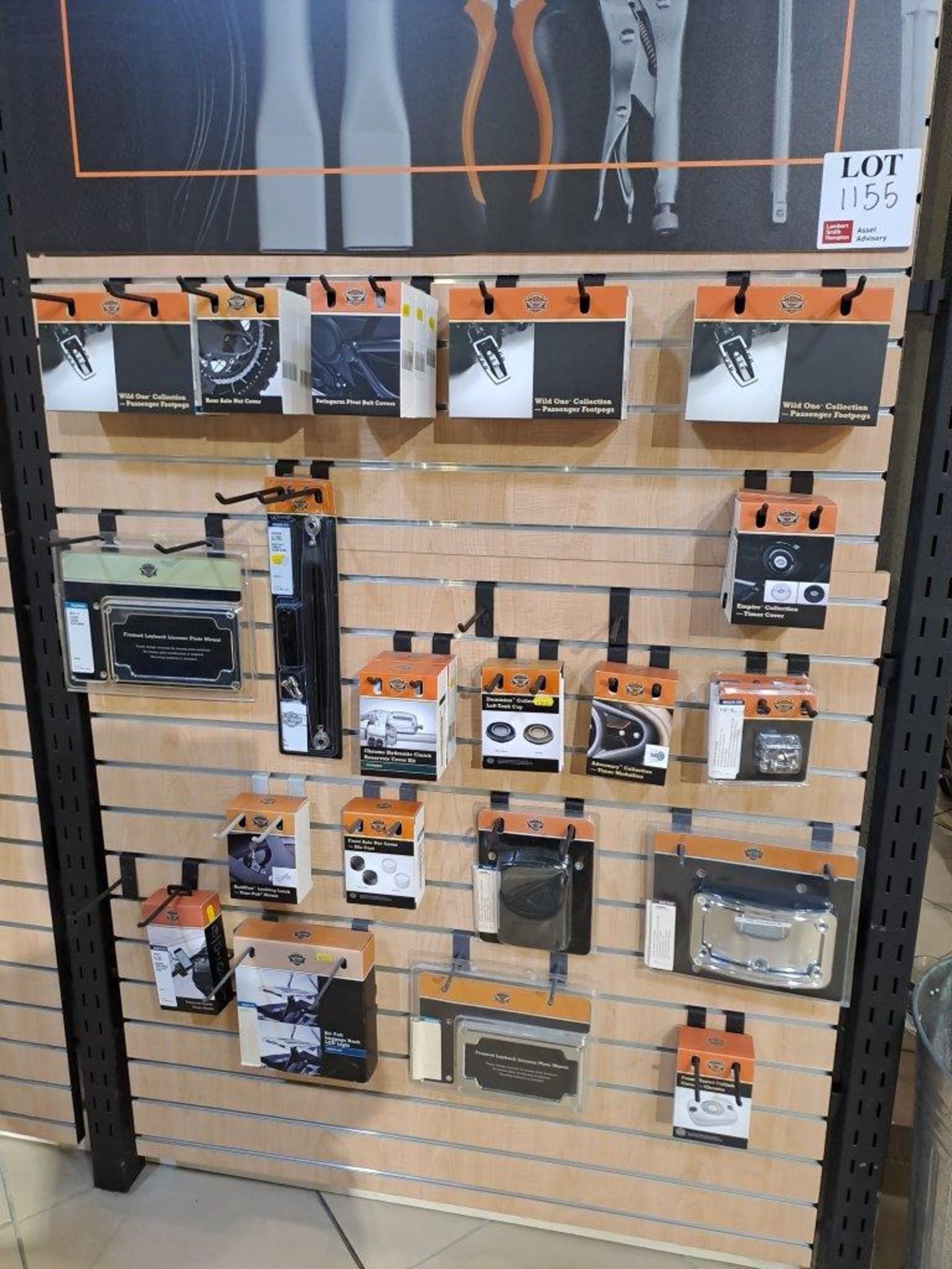 Quantity of Harley Davidson Parts & Accessories, to Retail Display board as Pictured