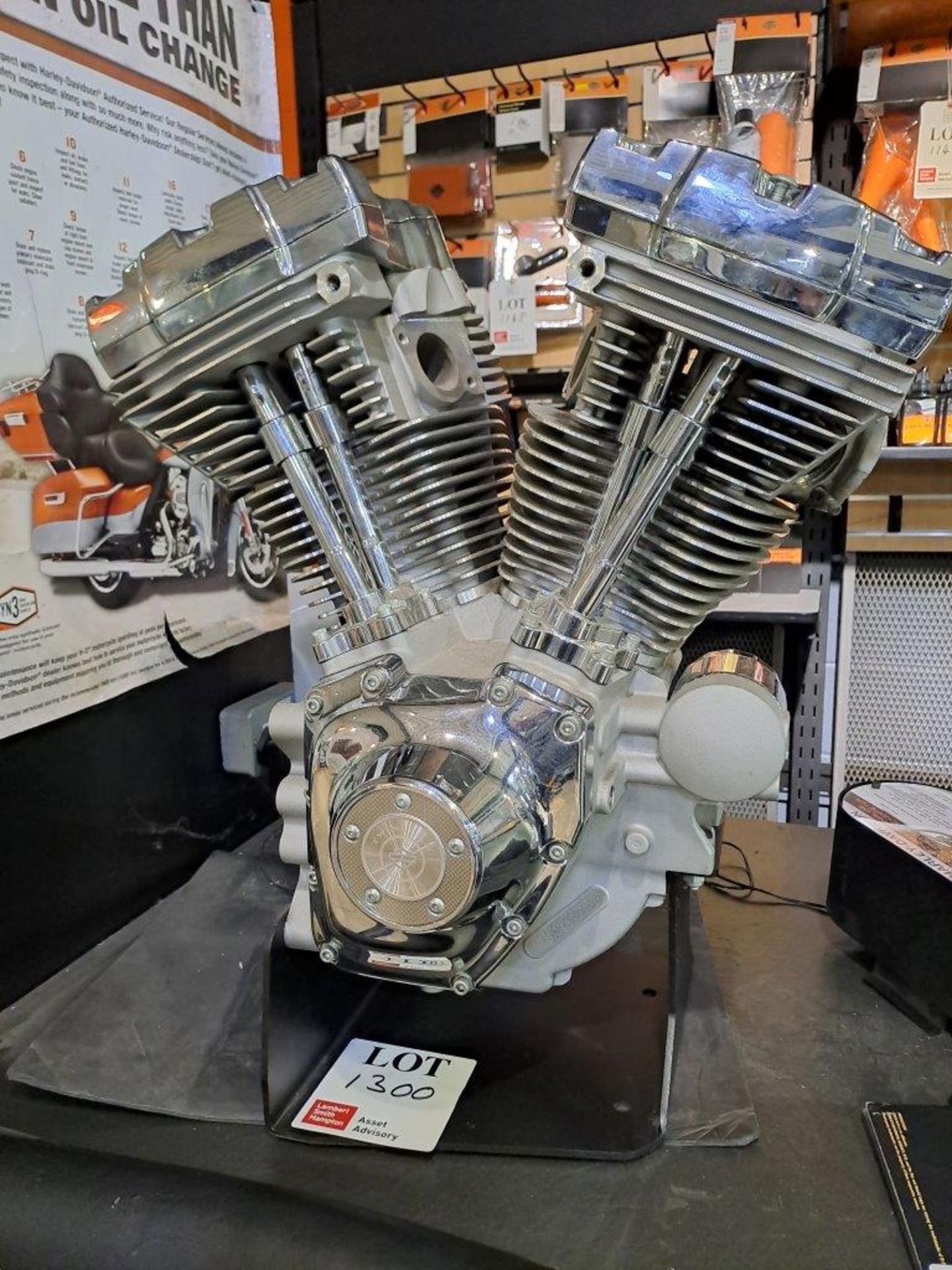 Harley Davidson Engine, on display Stand