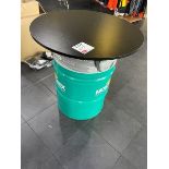 2 x Round Barrel Tables, Green and Red