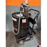 Hill Oil Filler Trolley and Digital pump, with Half Full Barrel of Harley Davidson 20w50 motor oil
