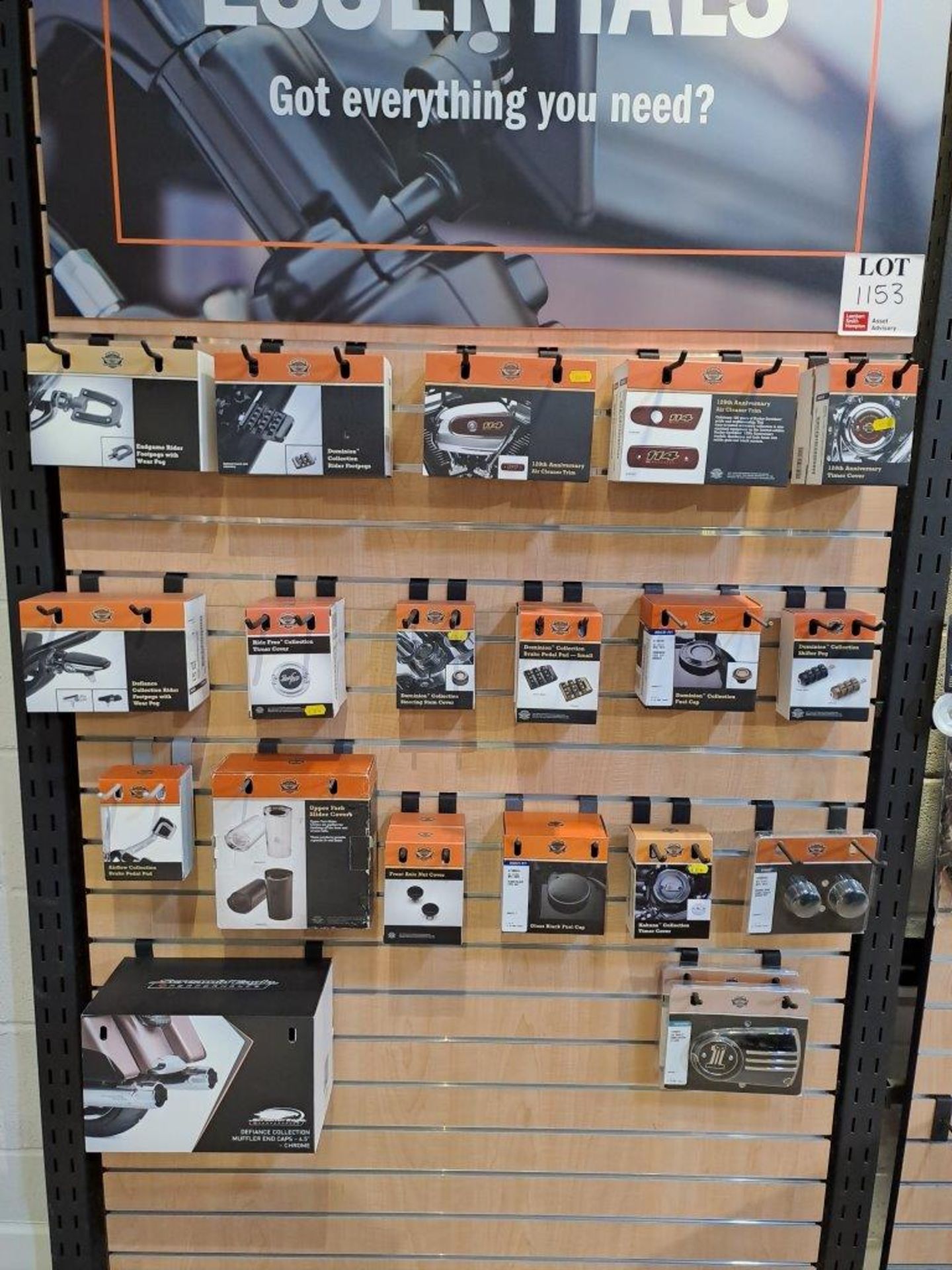 Quantity of Harley Davidson Parts & Accessories, to Retail Display board as Pictured