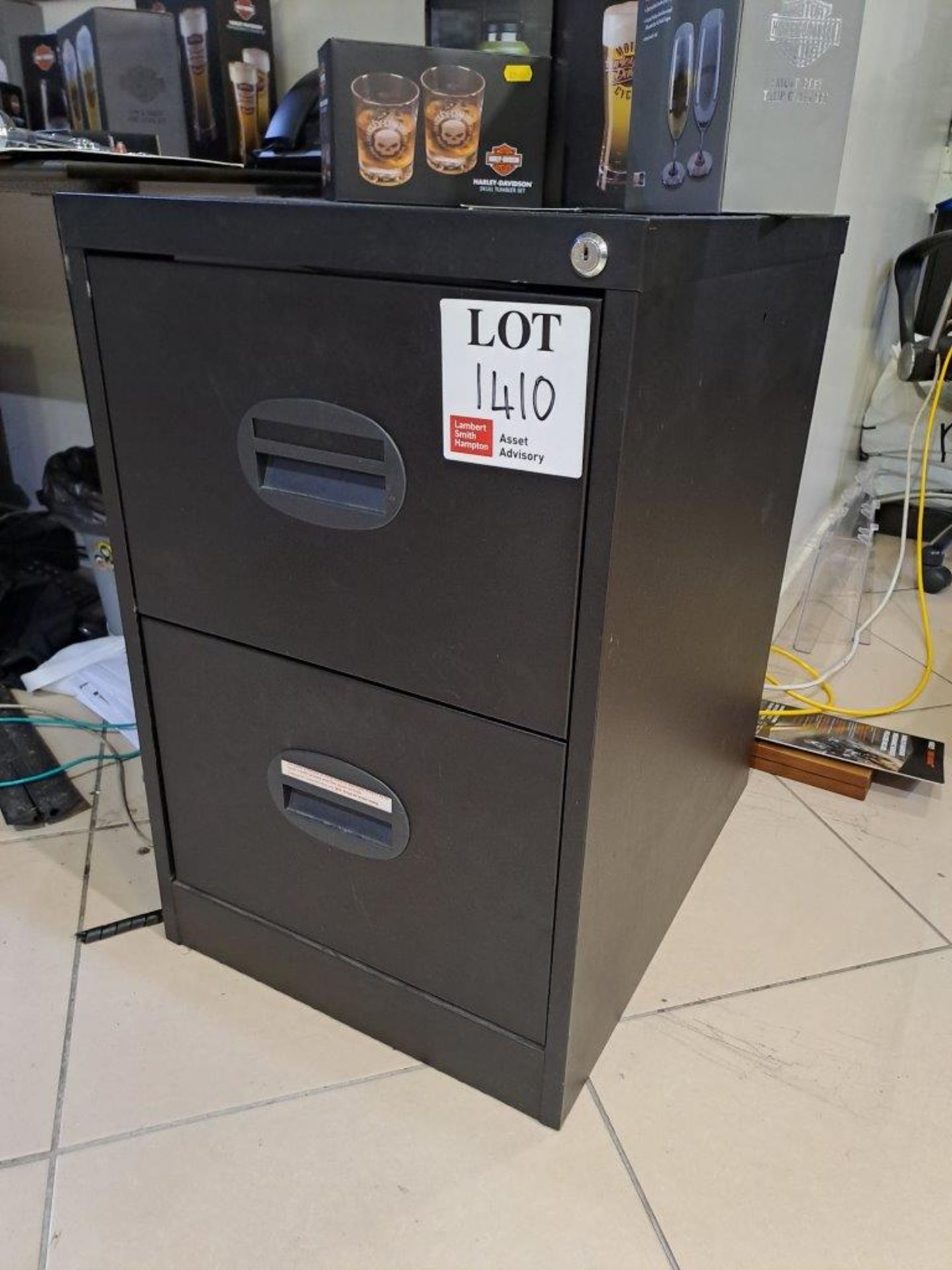 3 x Black 2 Drawer Filing Cabinet