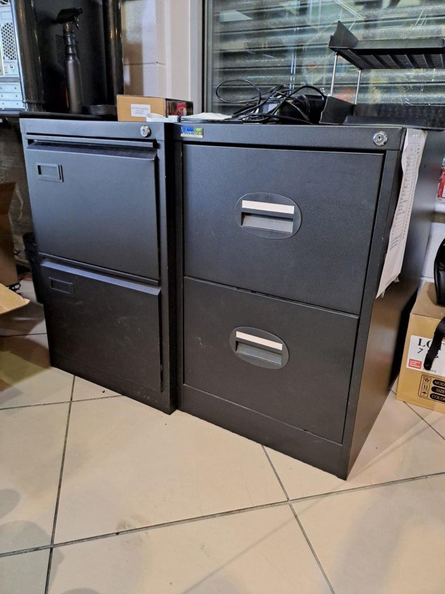 3 x Black 2 Drawer Filing Cabinet - Image 2 of 4