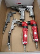 Six assorted pneumatic air tools