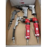 Six assorted pneumatic air tools