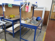 Two aluminium framed single drawer work stations