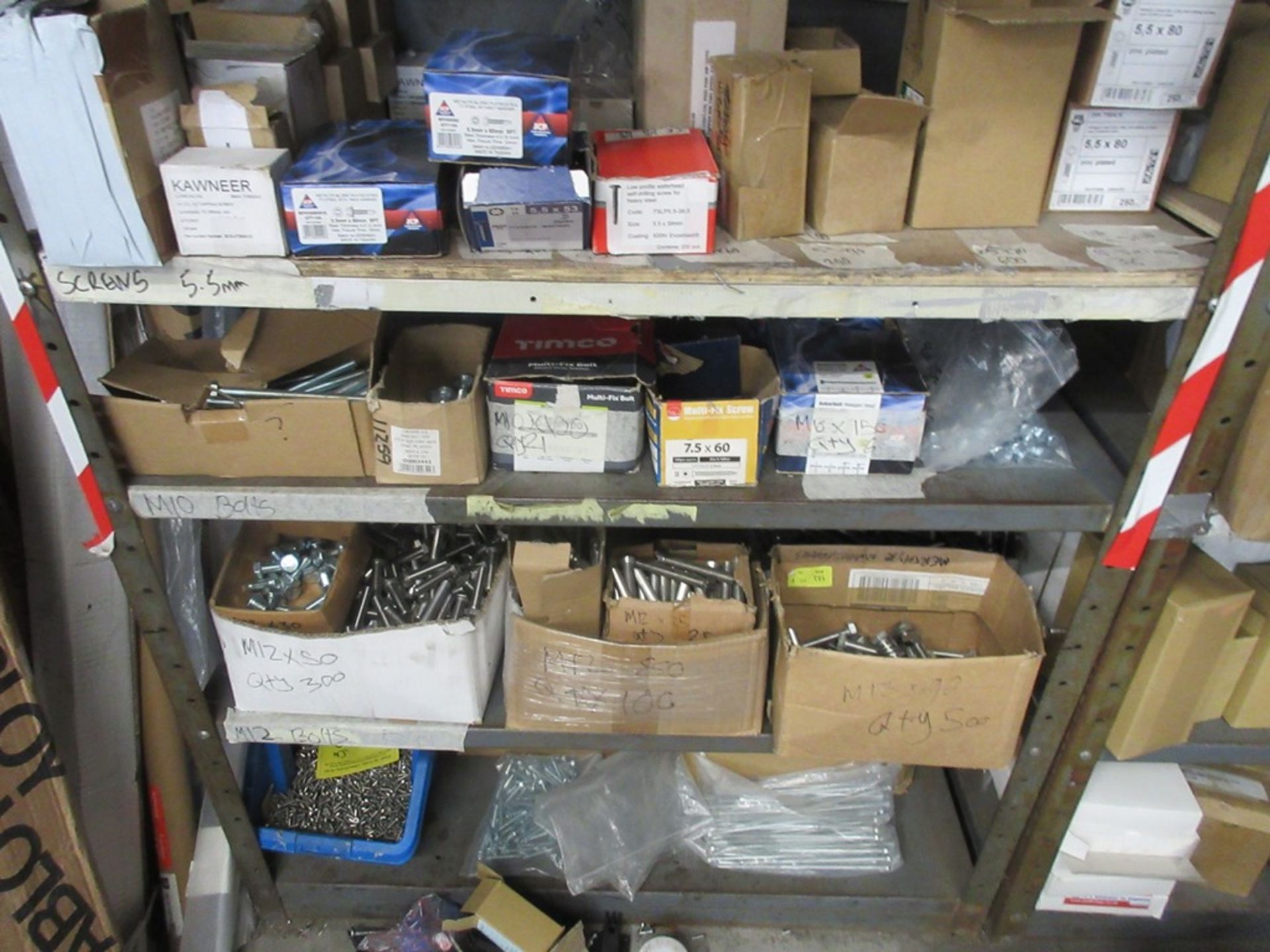 Two bays of assorted nuts, bolts, screws & rivets & stores racking - Image 6 of 7