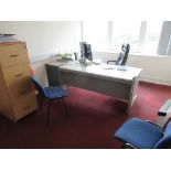 Grey laminate 'L' shaped office desk
