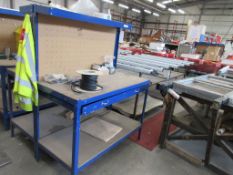 Three aluminium framed single drawer work stations