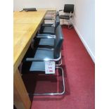 Ten chrome framed leatherette static boardroom armchairs