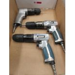 Three assorted pneumatic pistol grip drills
