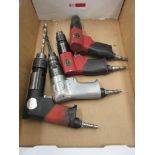 Four assorted pneumatic pistol grip drills