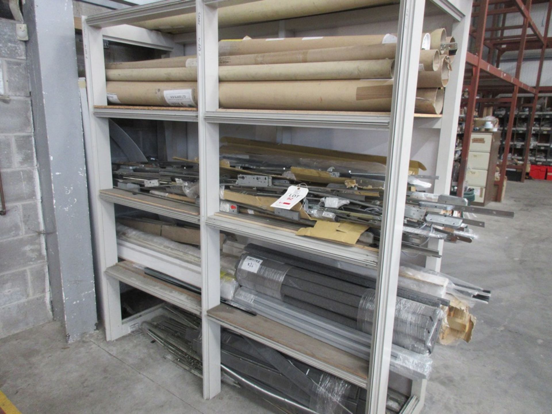 Quantity of assorted steel rods, window fittings, foam strips etc.