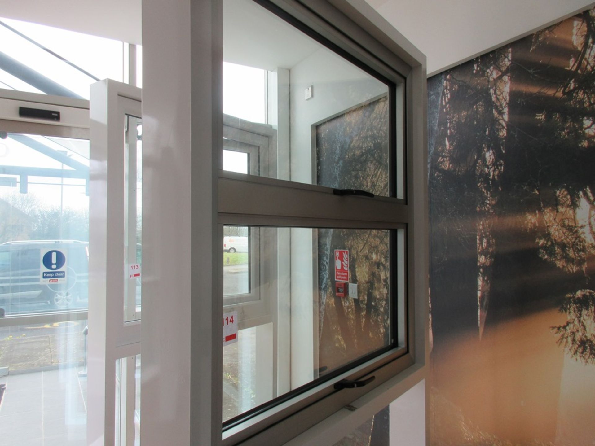 Aluminium framed twin push out door showroom window - Image 2 of 3