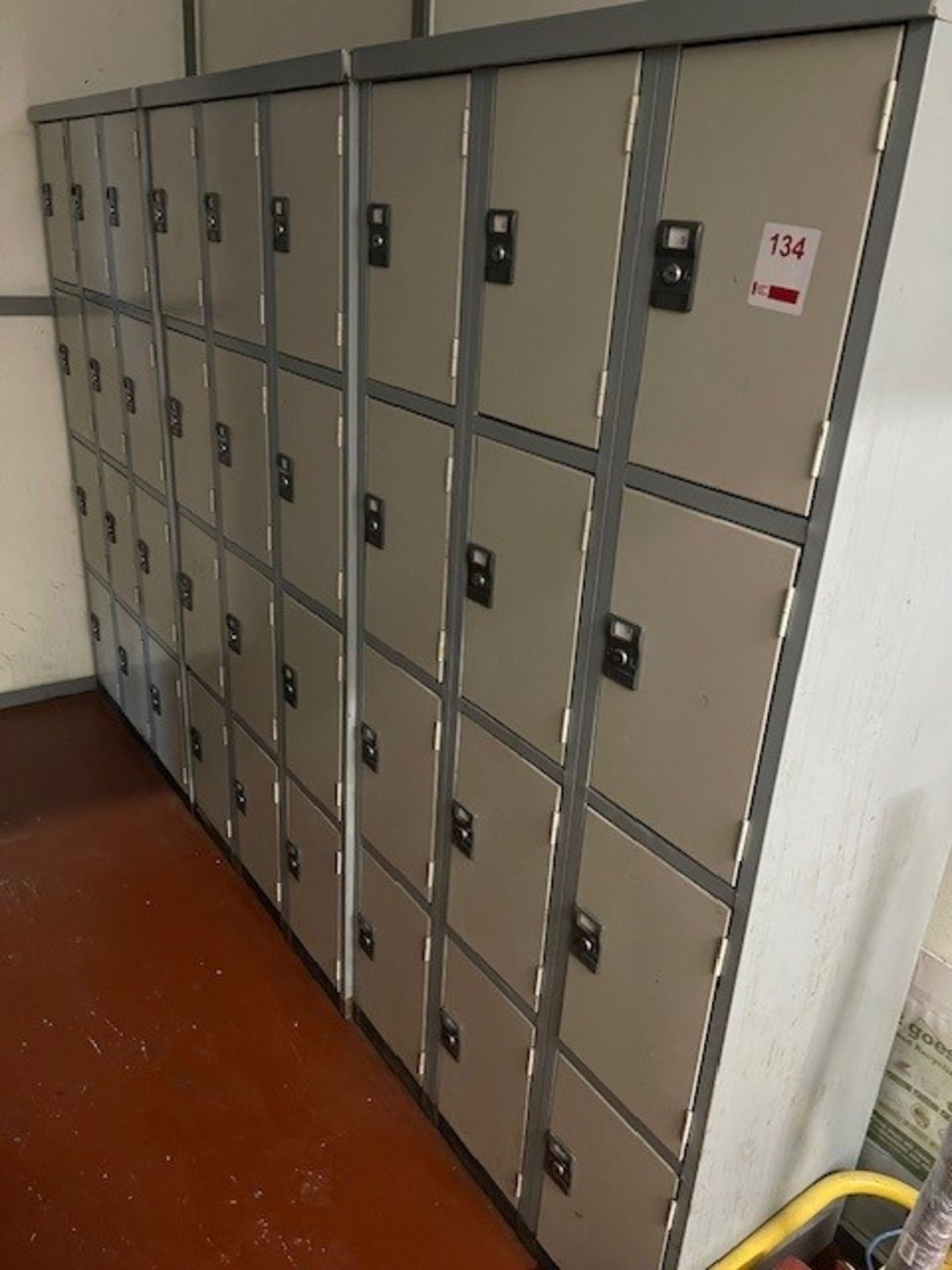 Three sets of 12 lockers with keys