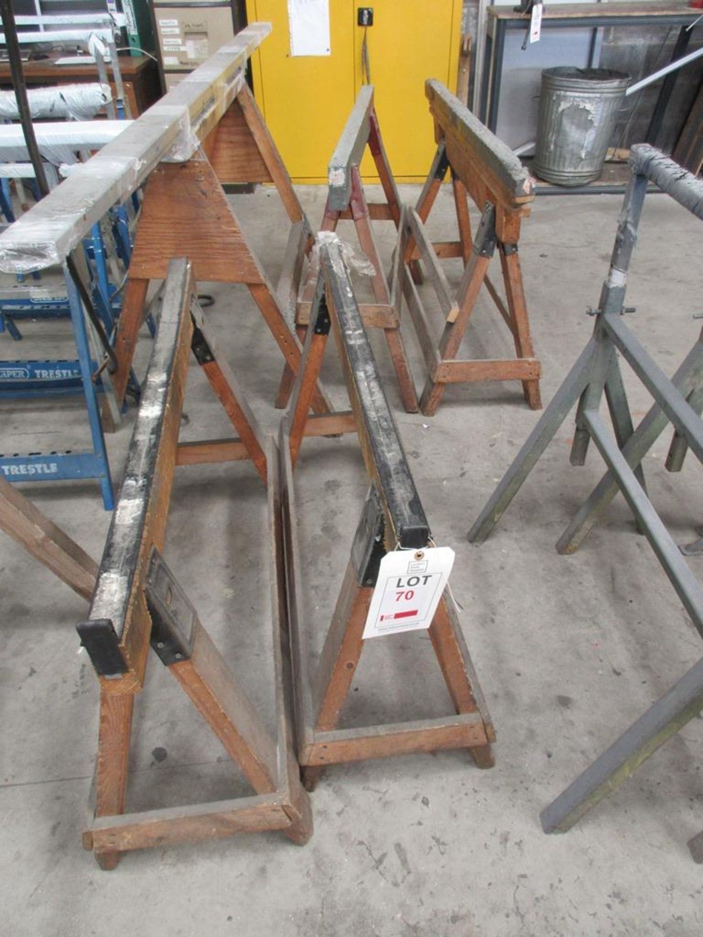 Six timber framed trestles