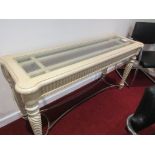 Timber framed glass topped sideboard table