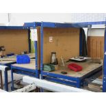 Two aluminium framed single drawer work stations