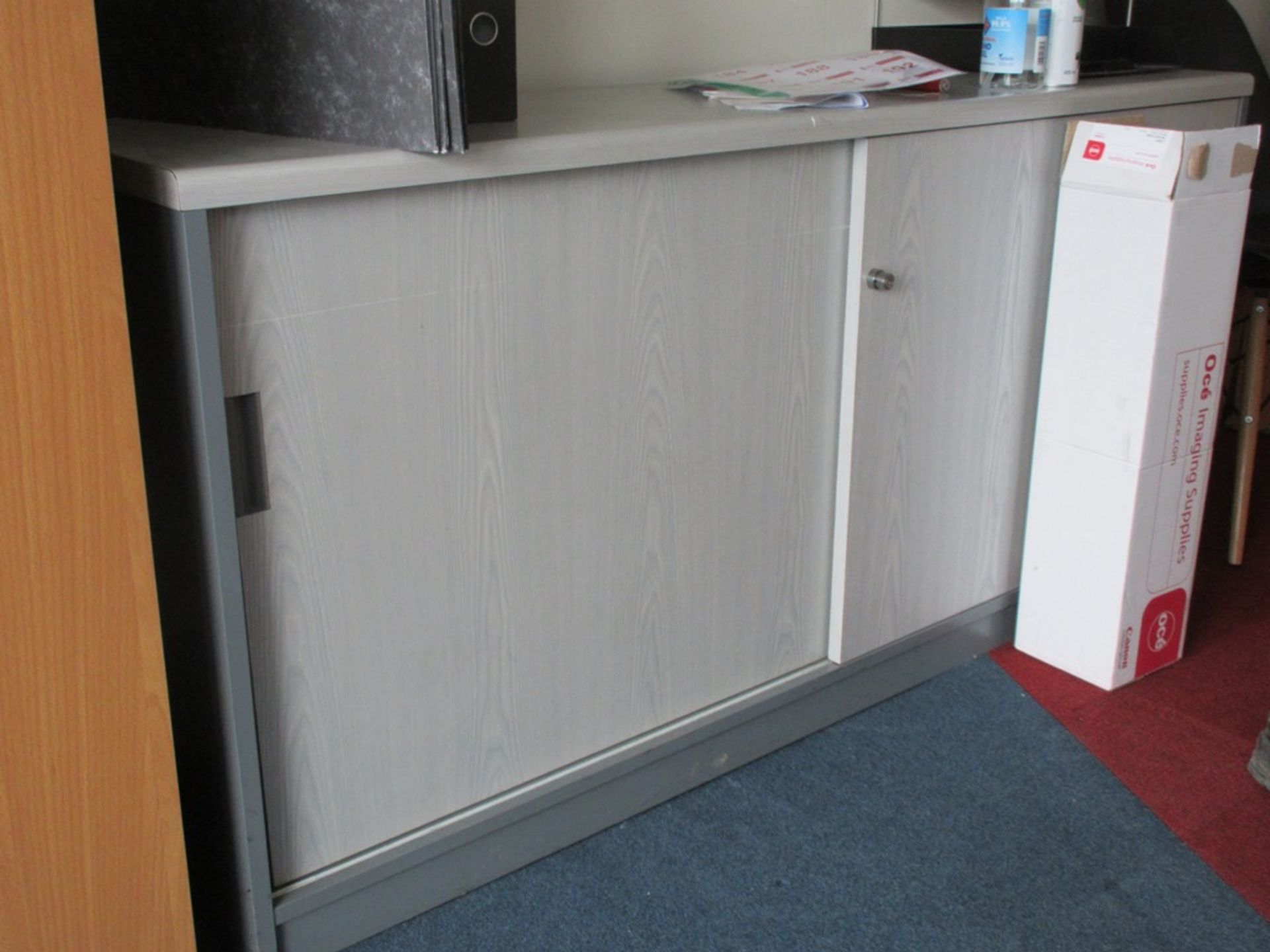 Two grey laminate office desks - Image 4 of 5