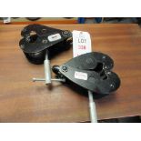 Two girder lifting clamps