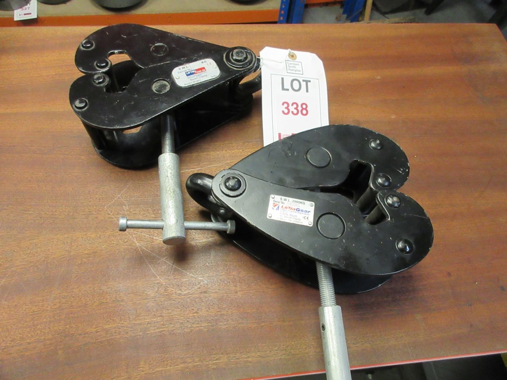 Two girder lifting clamps