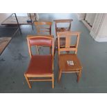 Four assorted wooden chairs