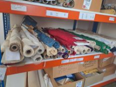 Contents of shelf to include various part rolls of mixed fabric