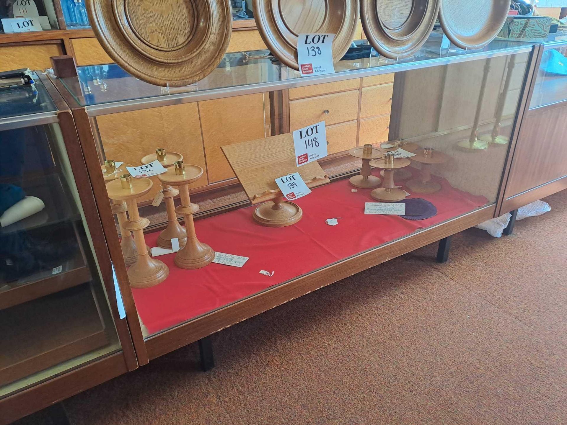 Three wooden framed, glass fronted, shop display units - Image 2 of 4