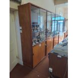 Four wooden framed, glass fronted display units