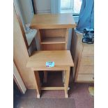 One wooden reading rest & one small wooden table