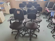 Fifteen upholstered wheeled office chairs