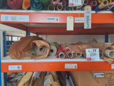 Contents of shelf to include 14 part rolls of mixed fabric