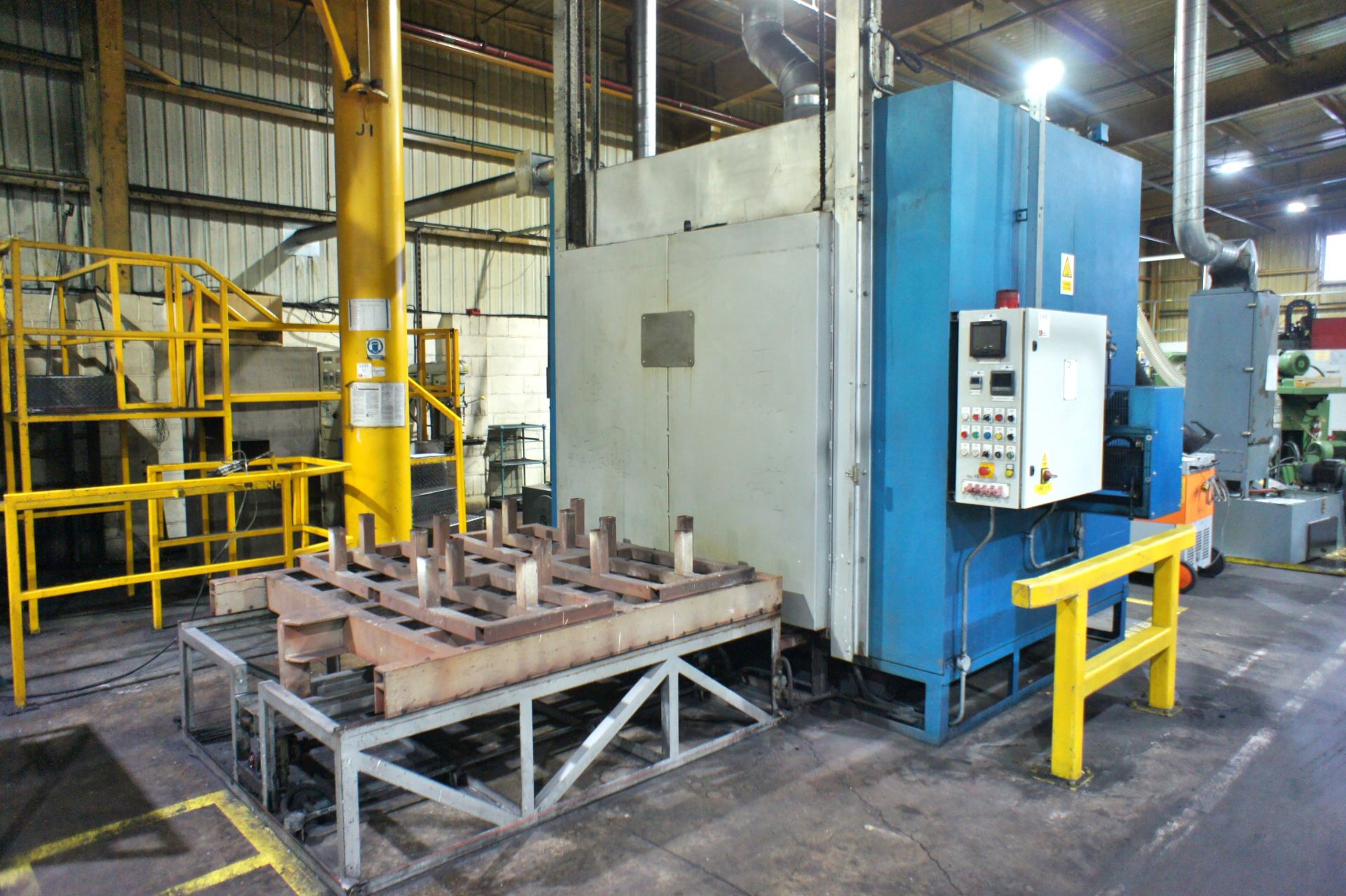 Alltherm Eng Ltd forced air heat treatment oven, natural gas (350kW) max temp 550°c with steel