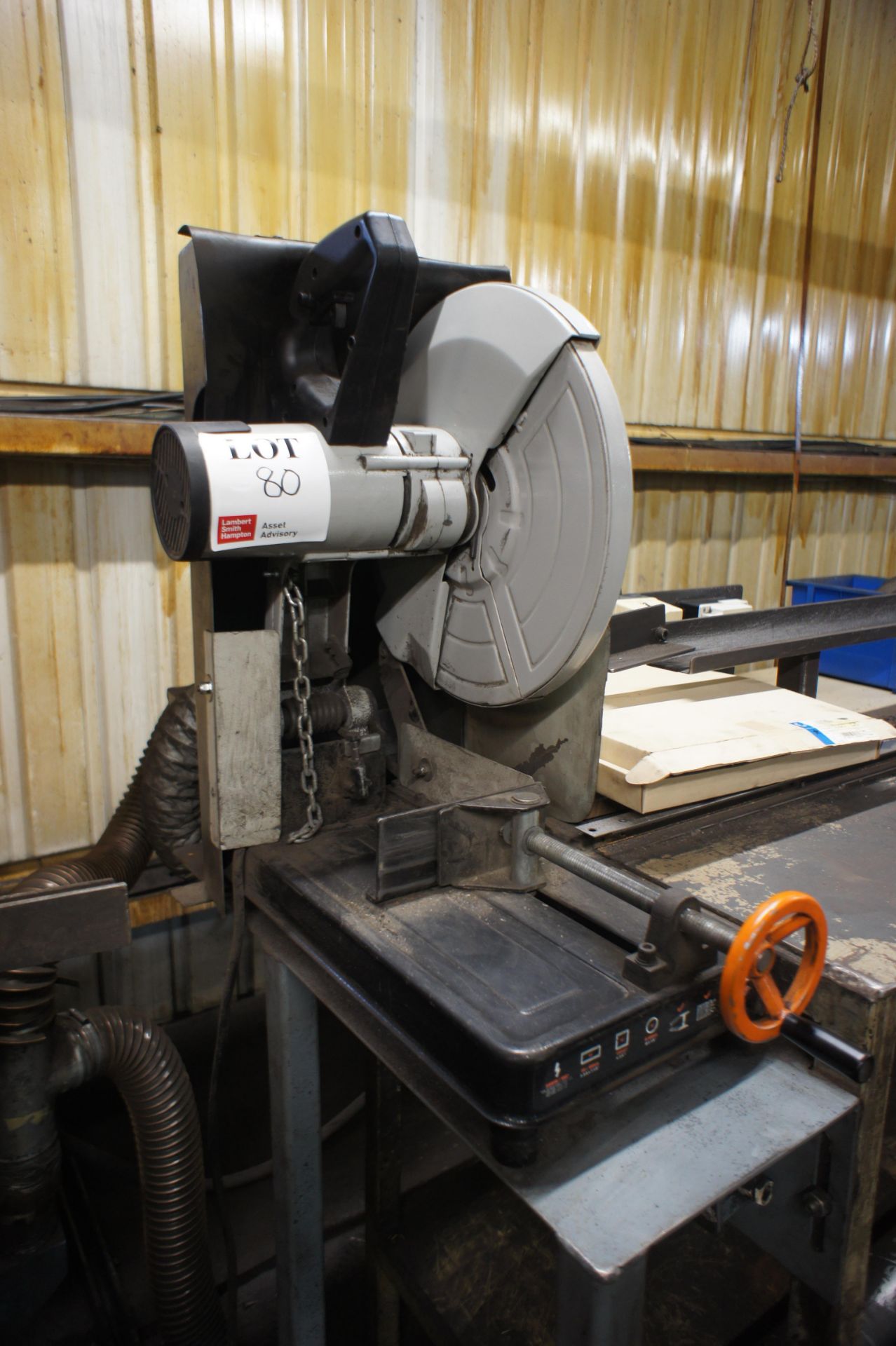 Perforation and anvil blade line comprising deoiler on fabricated table, Evolution chop-off saw, - Bild 8 aus 9