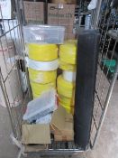 Miscellaneous lot including various reels of webbing, buckles, etc (excluding cage)