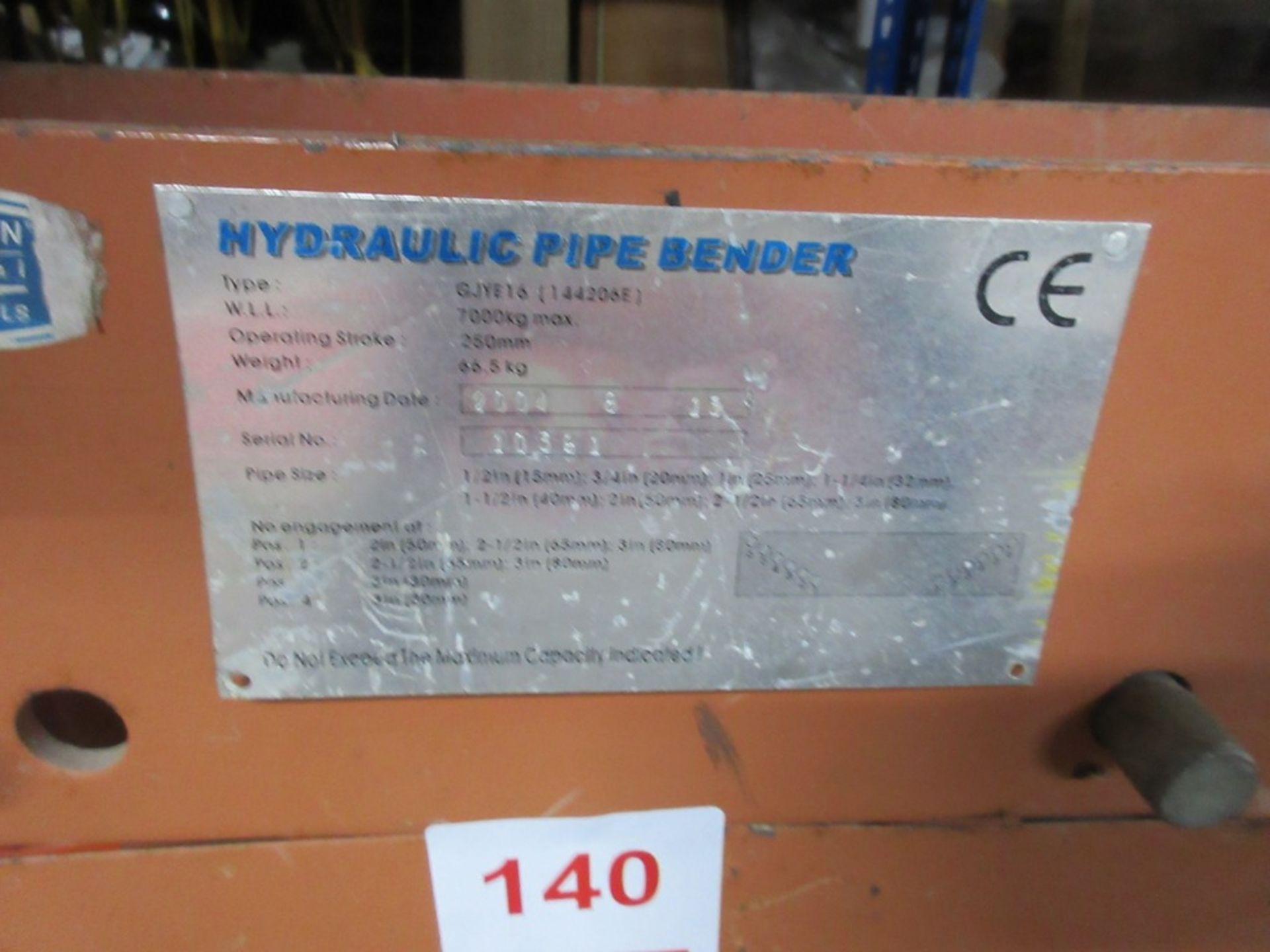 Hern GJYE16 (144206E) Hydraulic 16-ton pipe bender (2004) - Image 3 of 4