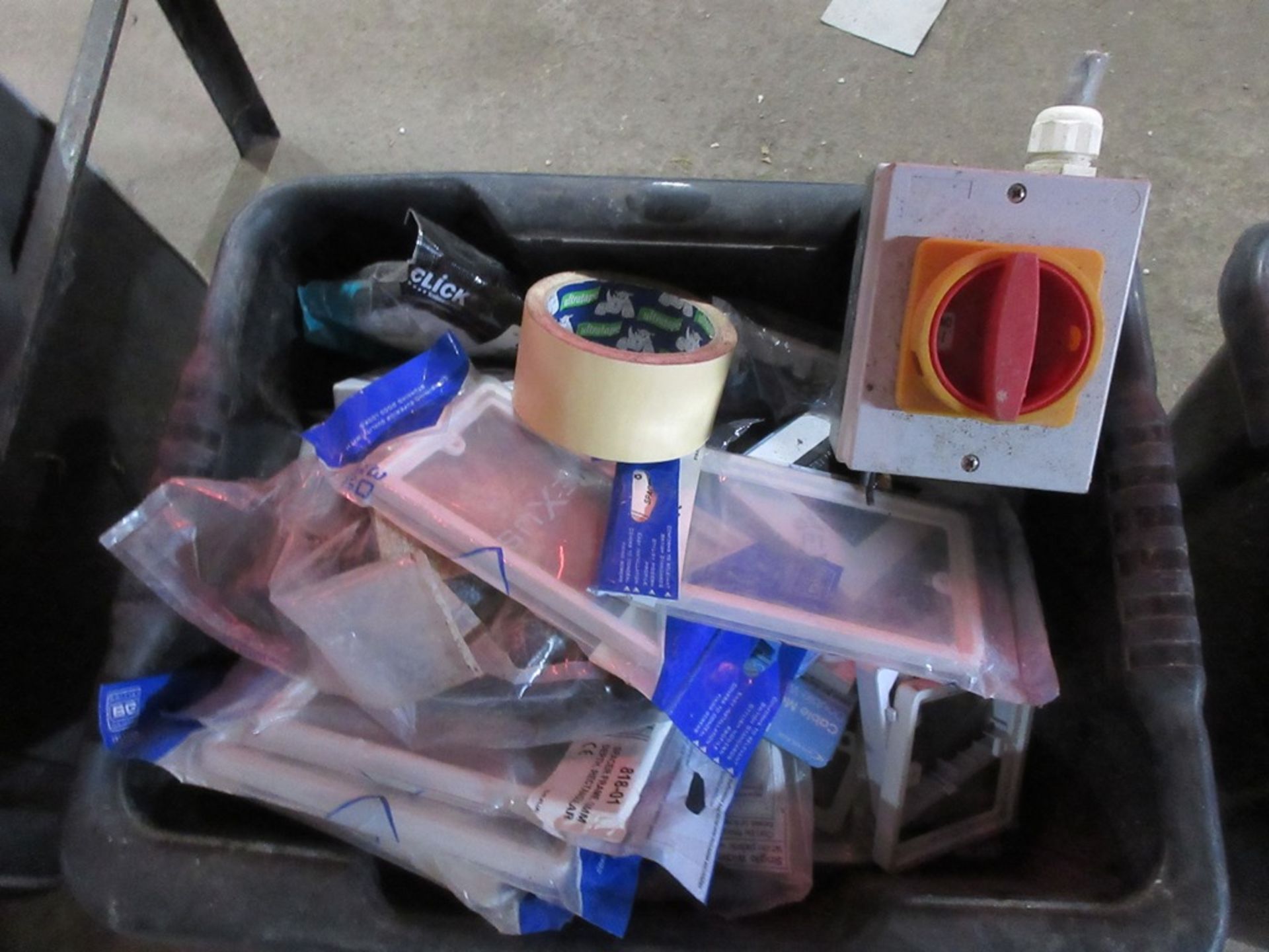 Miscellaneous lot to include cable clips, junction boxes, isolation switch, socket surrounds, tool - Image 2 of 4