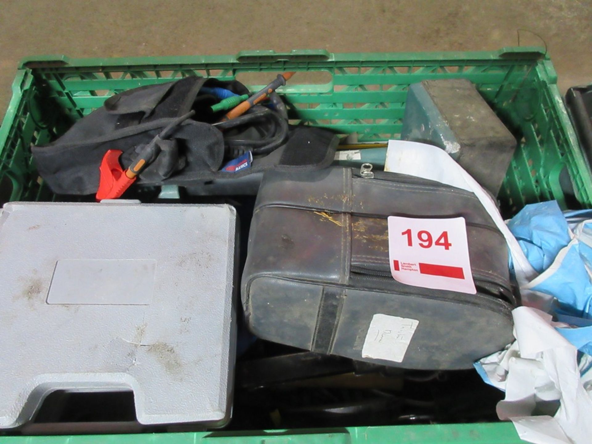 Miscellaneous lot to include drop tester, part die set, test cables, 2 x tool bags, screws, carpet - Image 2 of 4
