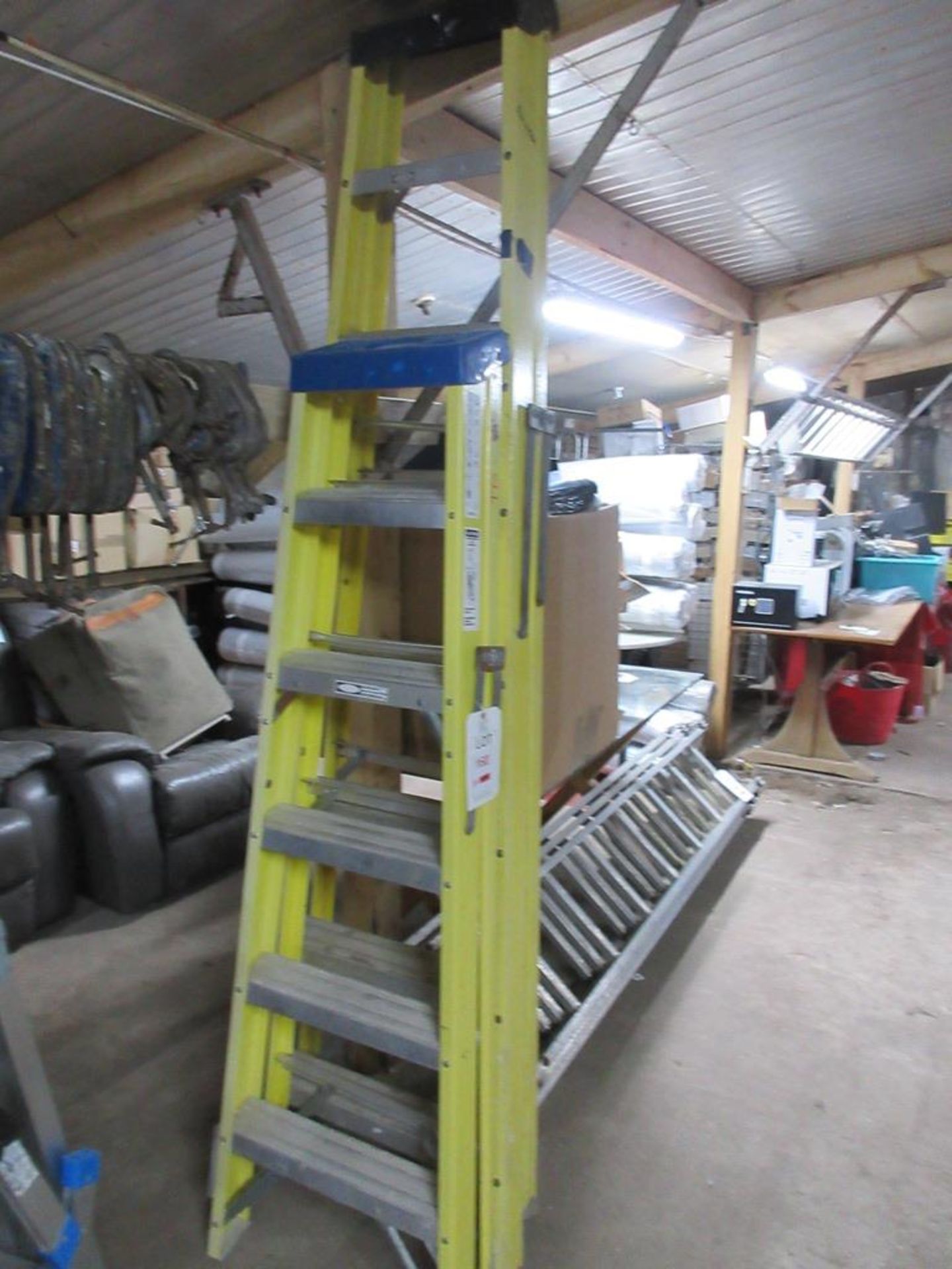 2 x Fibre glass step ladders, 7-tread/ 5-tread