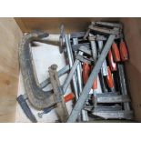 Assorted 'F' clamps and 2 x 'G' clamps