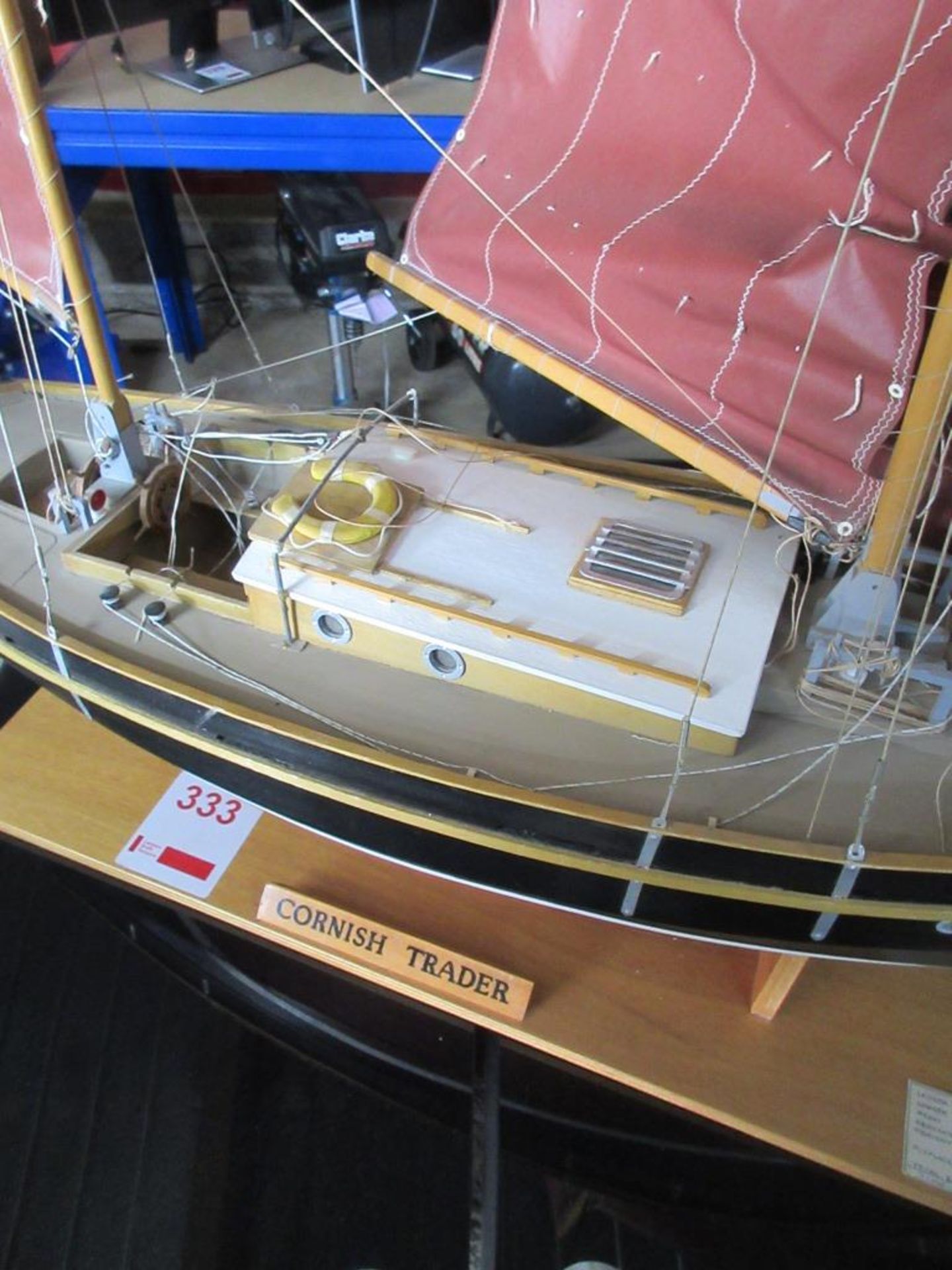 Cornish Crabbers sailing boat model on stand, name plaque with “Cornish Tender” - Image 2 of 4