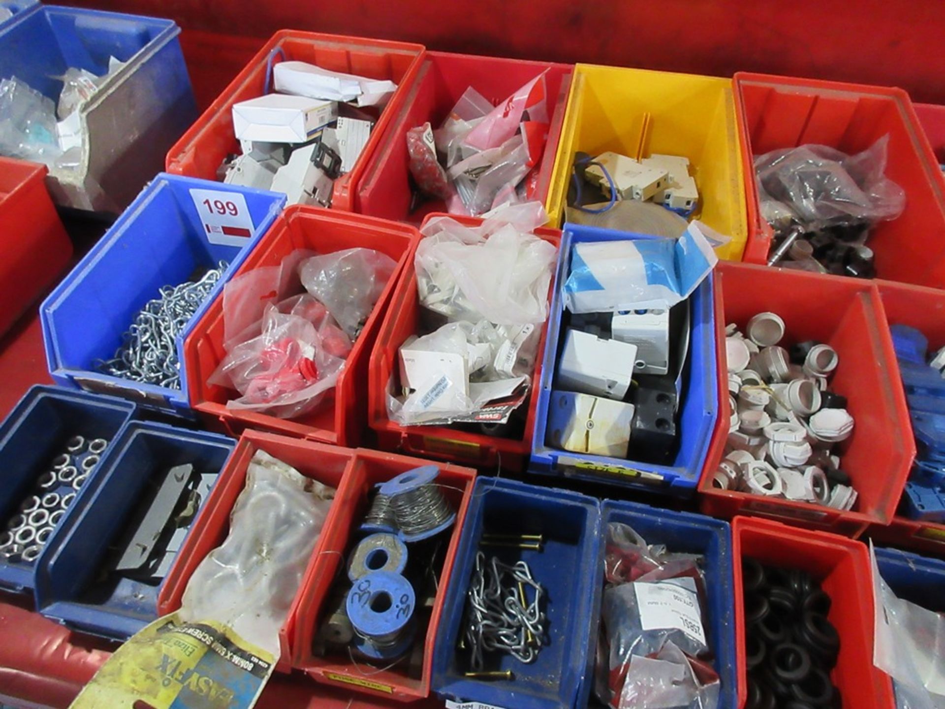 Quantity of storage bins to include chain, fuse wire, clip junction boxes, terminals, pipe clips, - Image 3 of 4
