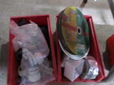 Miscellaneous lot to include cable clips, electrical glands, back boxes, extension lead, sockets e